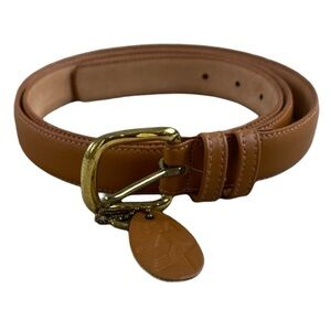 Women’s Genuine Leather Brass Buckle Made in the USA Belt (unbranded)